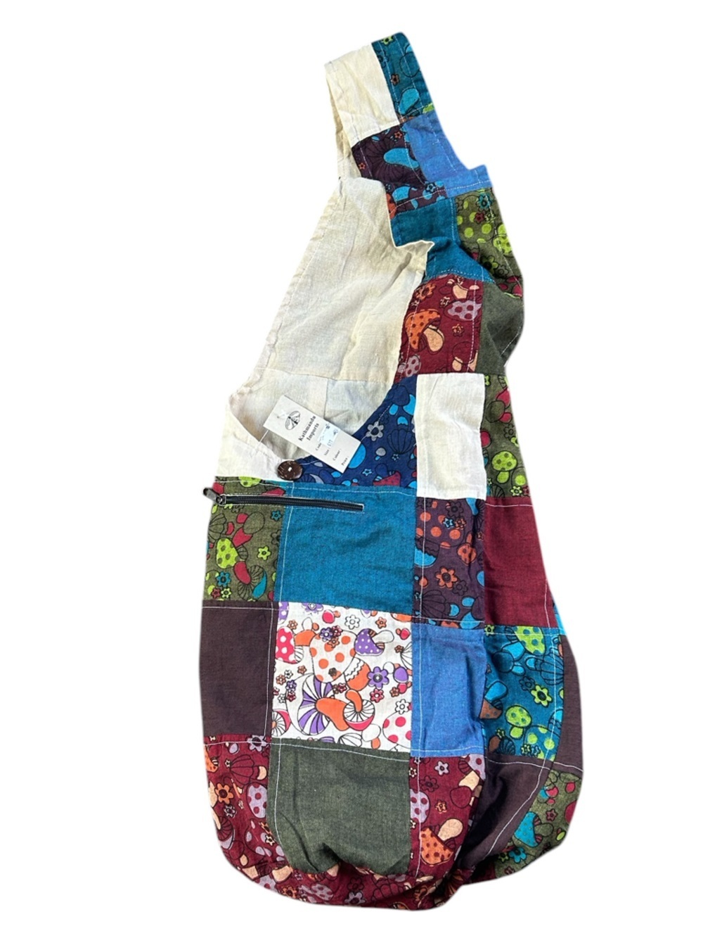 Kathmandu Imports Mushroom Patchwork Hobo Bag Boho Hippie Sling Crossbody - Picture 2 of 2